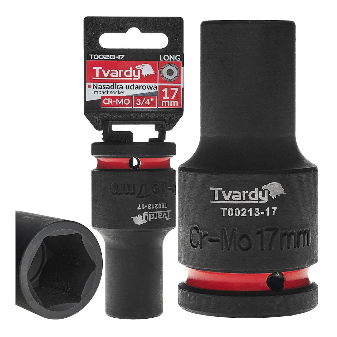Cheie tubulara de impact in 6 puncte 3 / 4", 17 mm, Cr-Mo, Tvardy T00213-17