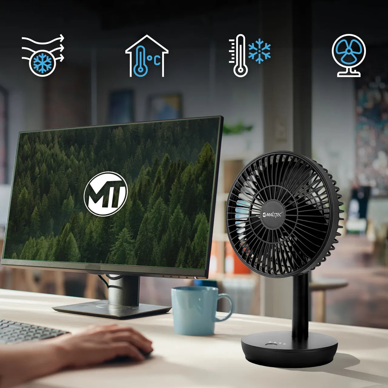 Ventilator de birou cu incarcare USB, 5 W, MalTec 111390