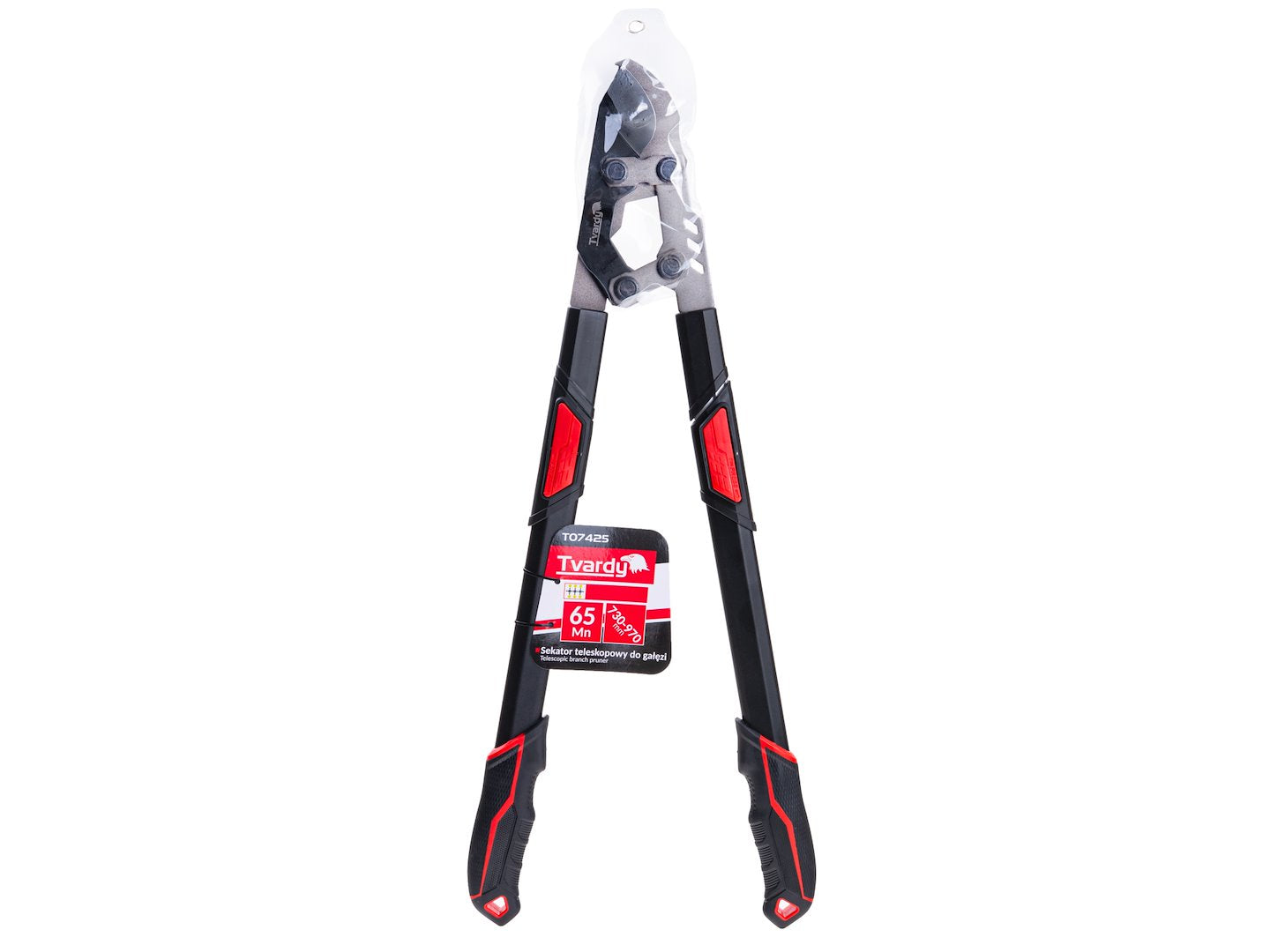 Foarfeca telescopica de gradina cu lama transversala si angrenaj, 730 - 970 mm, 65 Mn, PTFE, Tvardy T07425