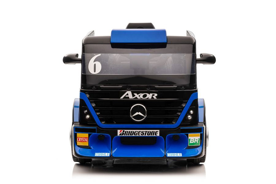 Masinuta electrica Mercedes XMX622B, 2x45 W, LED/LCD/MP4/MP3/USB, Plastic/Piele, 109x72x67 cm, negru / albastru, Lean 4244