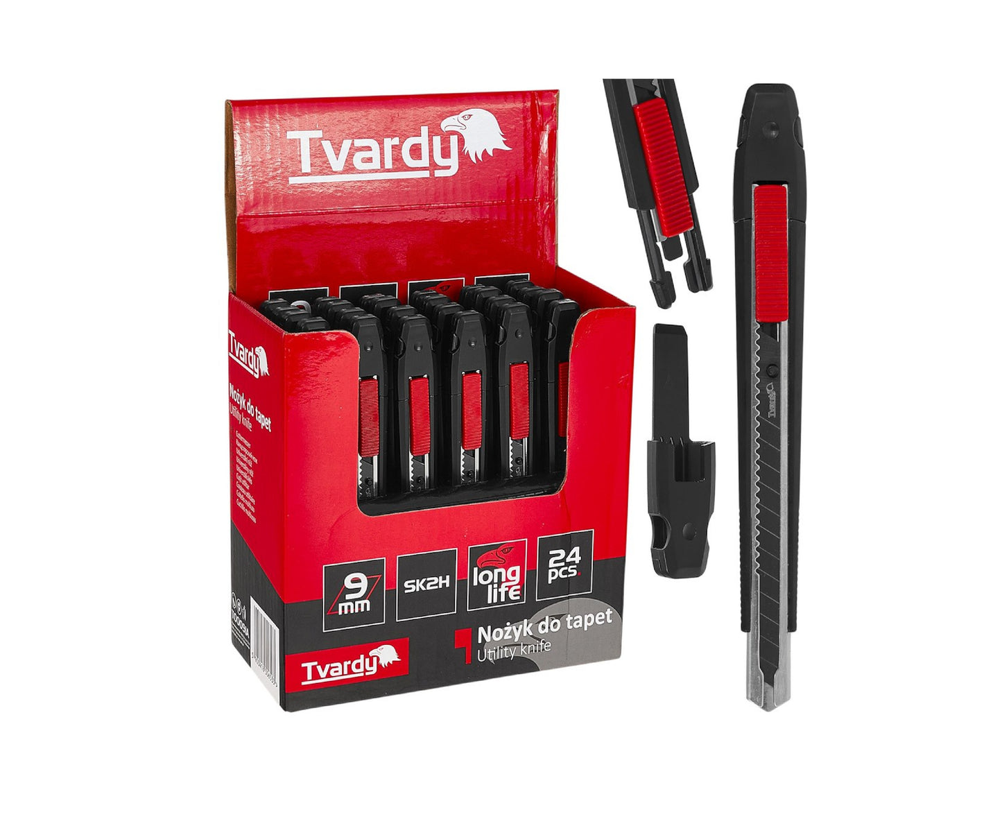 Set cuttere pentru tapet, 80 x 9 x 0.4 mm SK2H, 24 bucati, Tvardy T00091A