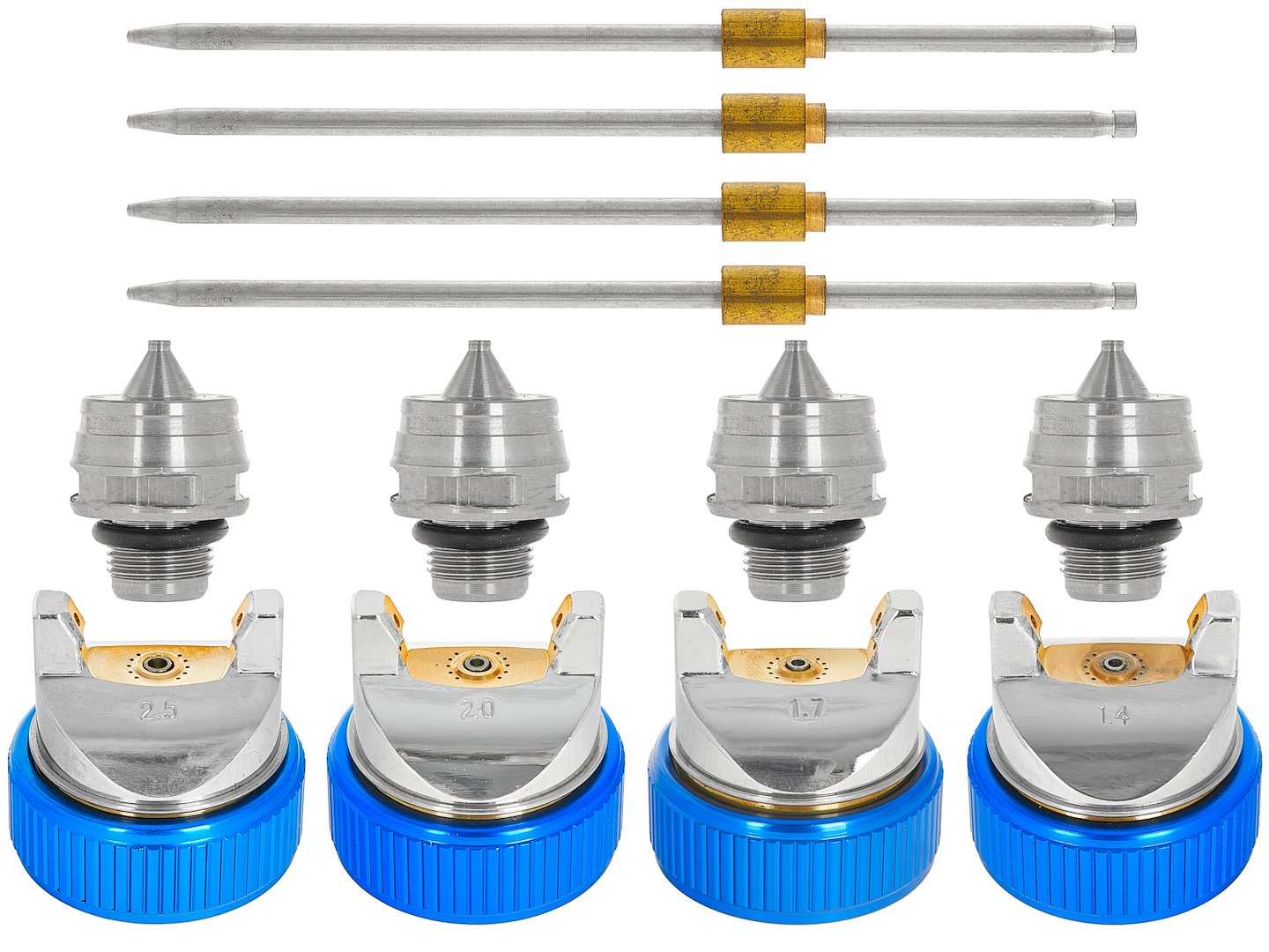 Pistol de vopsit HVLP cu 4 duze, 1.4 / 1.7 / 2.0 / 2.5, Geko G03121