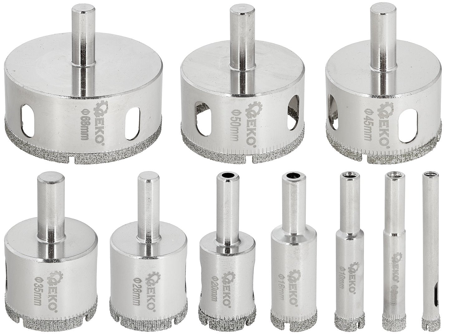 Set carote diamantate pentru gresie, 6-68 mm, 10 bucati, Geko G65194