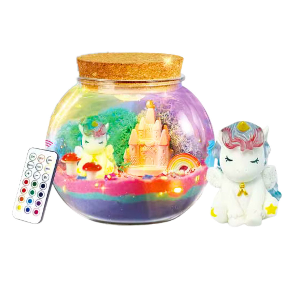 Kit creativ pentru terariu cu lampa LED, unicorn si telecomanda, Lean 27393