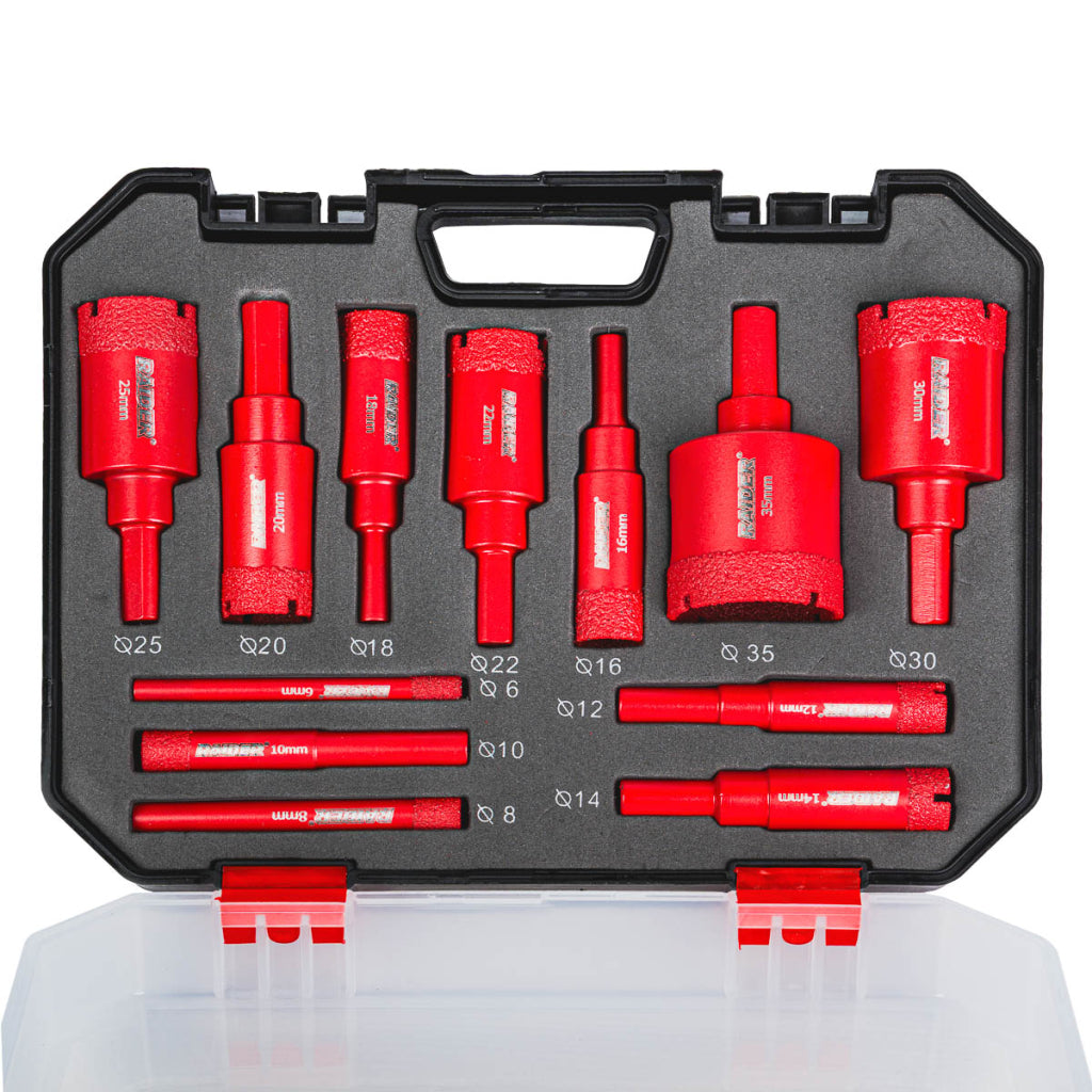 Set carote diamantate, Ø6-35mm, 12 bucati, Raider 157867