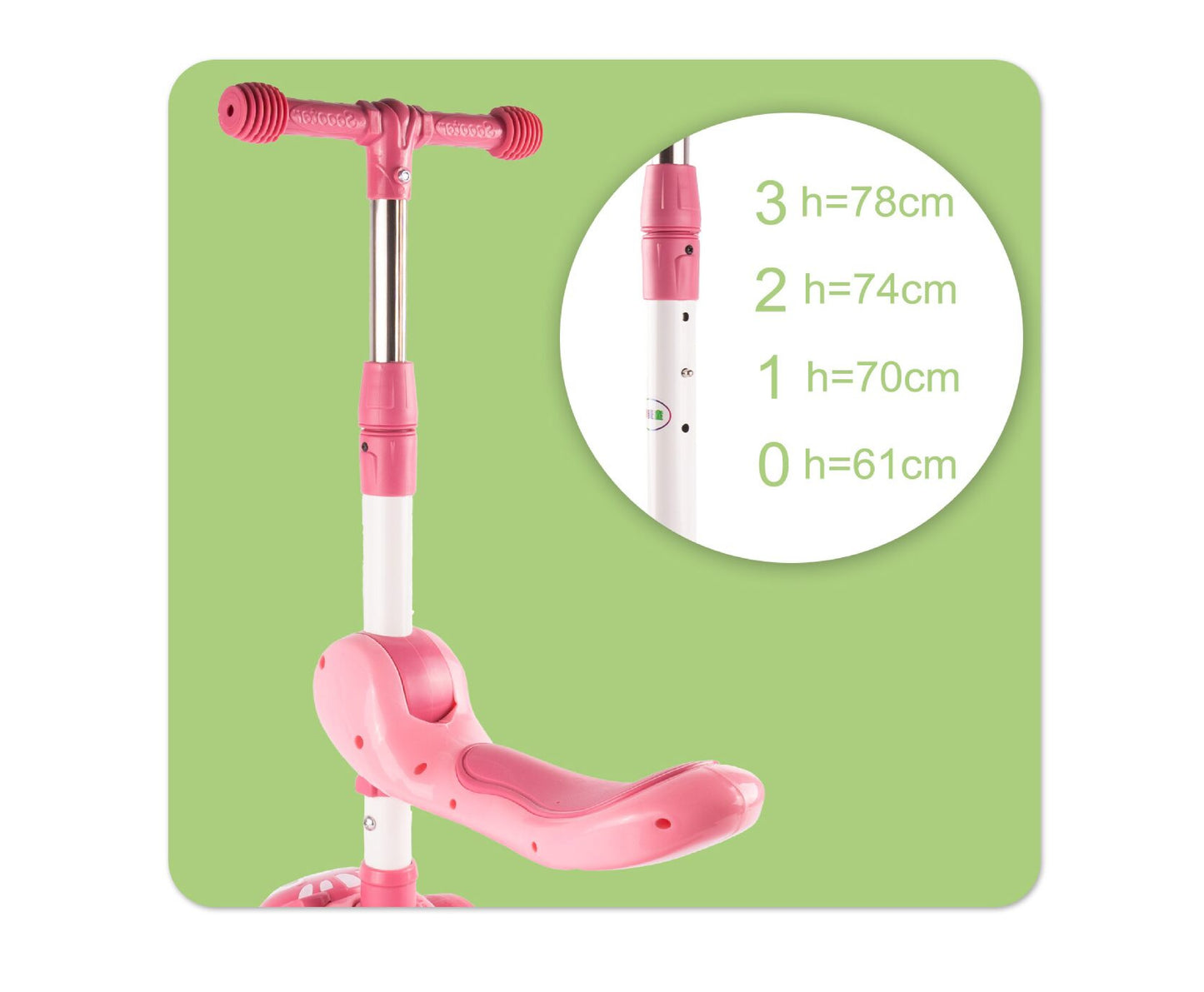 Trotineta pliabila cu 3 roti iluminate LED pisicuta 2 in 1, roz, MalPlay 112313