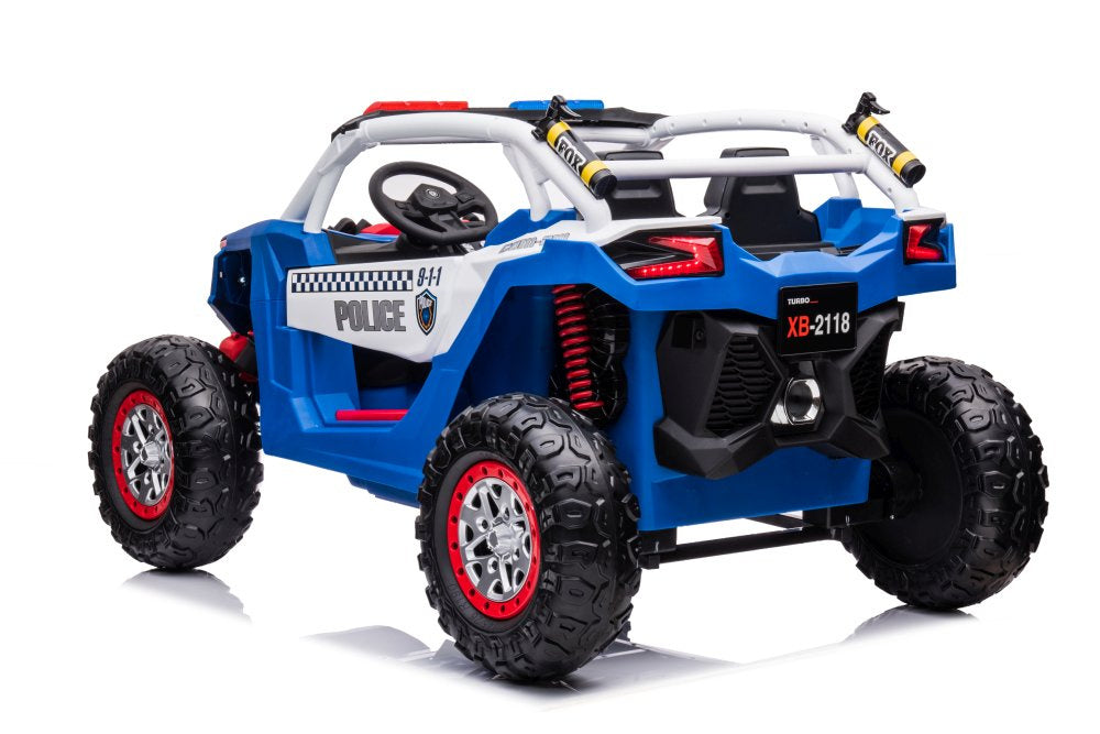 Masina electrica Buggy UTV Police Blue 4 x 4 cu acumulator, albastru, Lean 9816