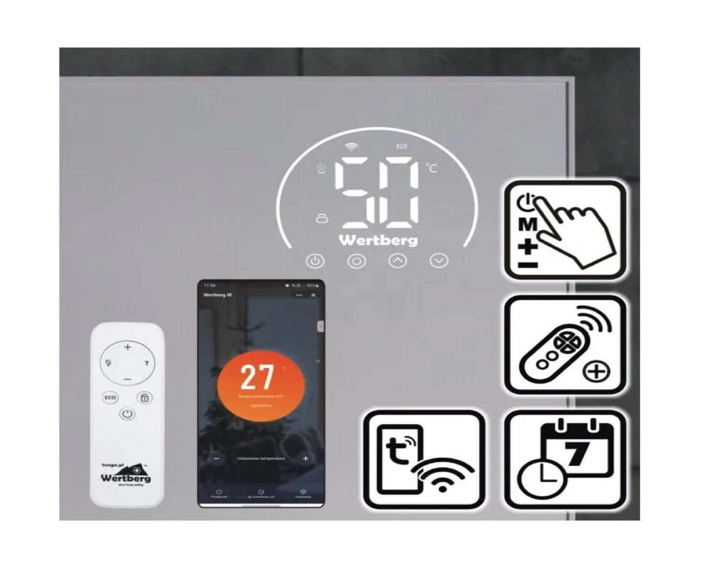 Panou de incalzire Wertberg IR 9.80, control Wi-fi, 800 W, Harder HD1014