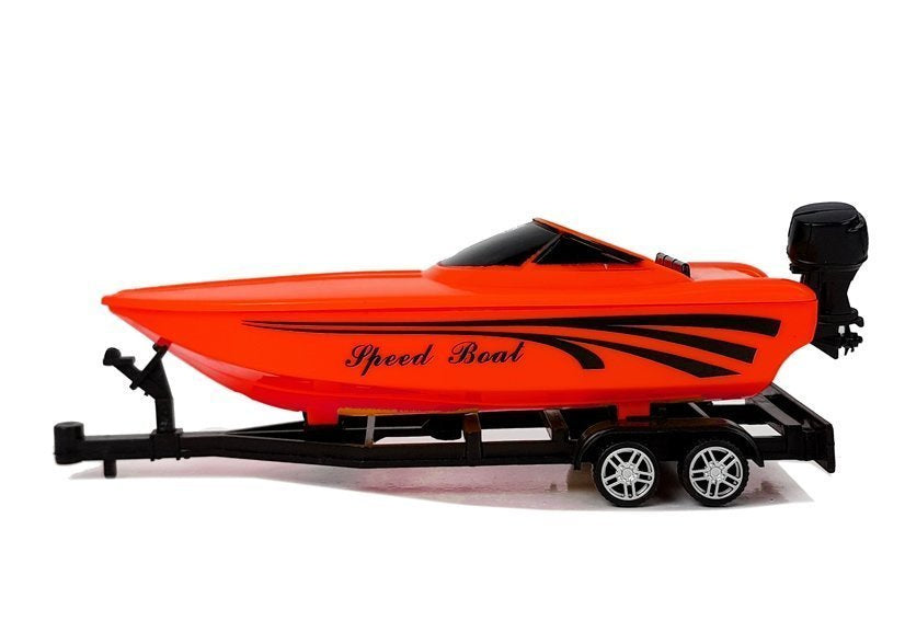 Masinuta rulota cu barca cu motor, 37 x 11 x 6.5 cm, rosu / alb, Lean 7536