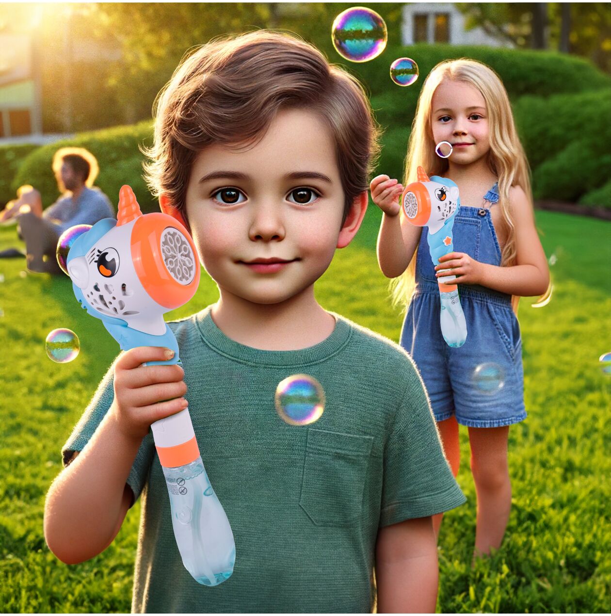 Pistol cu bule de sapun unicorn, 180 ml, MalPlay 111495