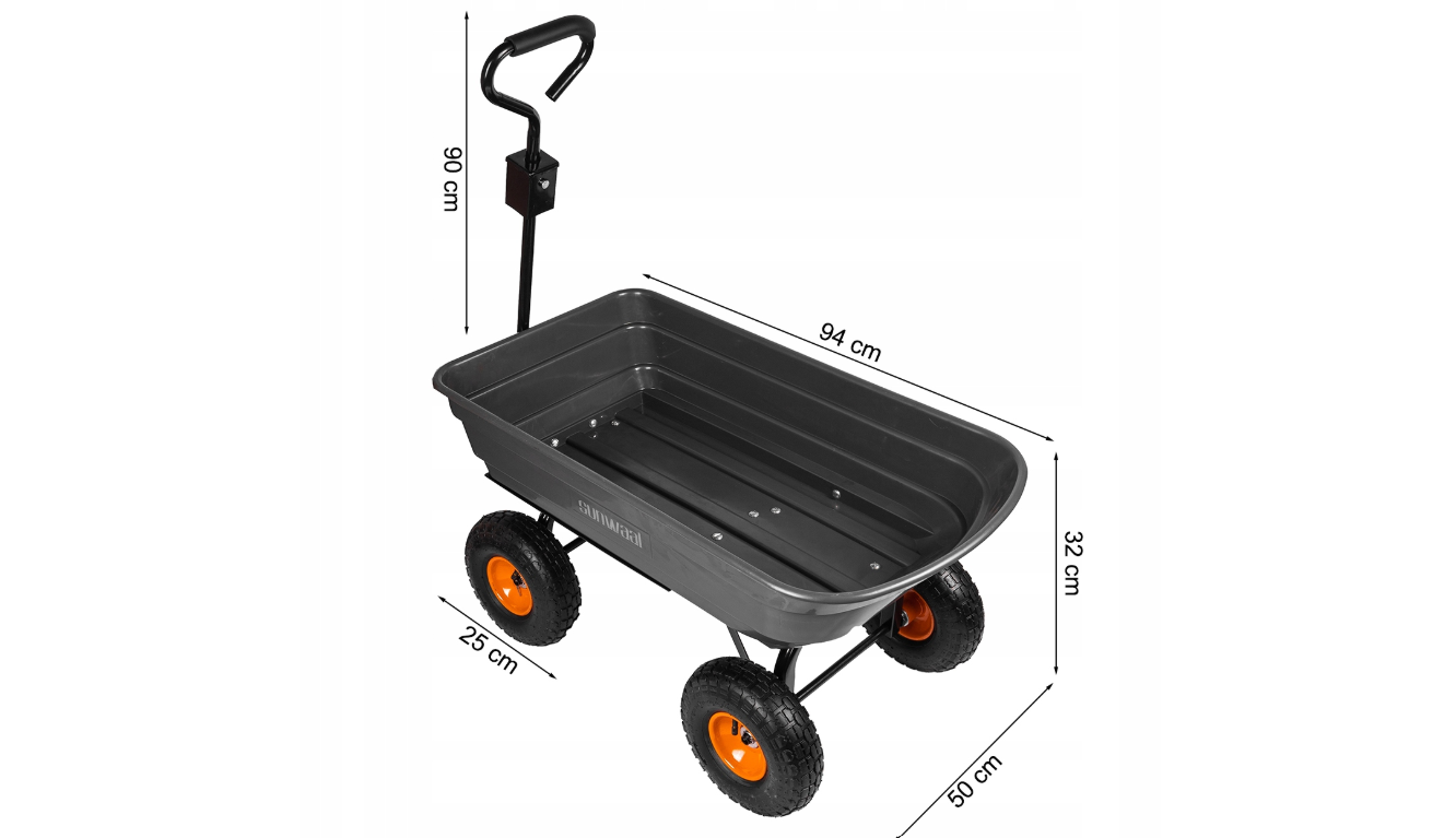 Carucior de gradina Sunwaal, capacitate maxima 300 kg, 75 l, MalTec 112818