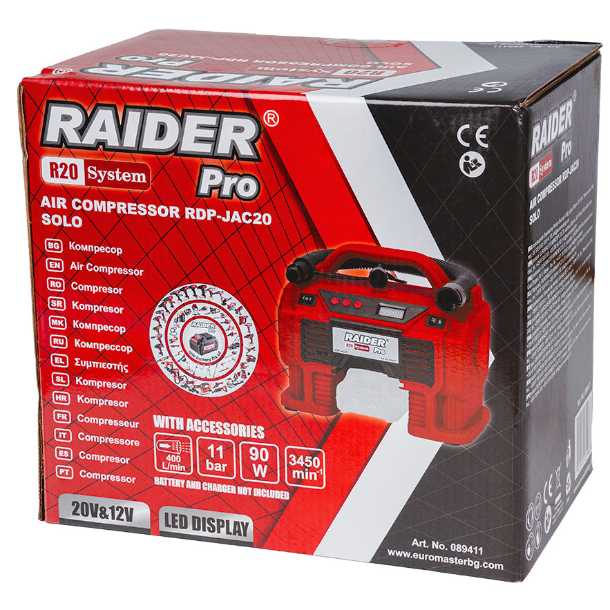 Compresor de aer RDP-JAC20 Solo (fara acumulator si incarcator), 12 V, Raider 089411