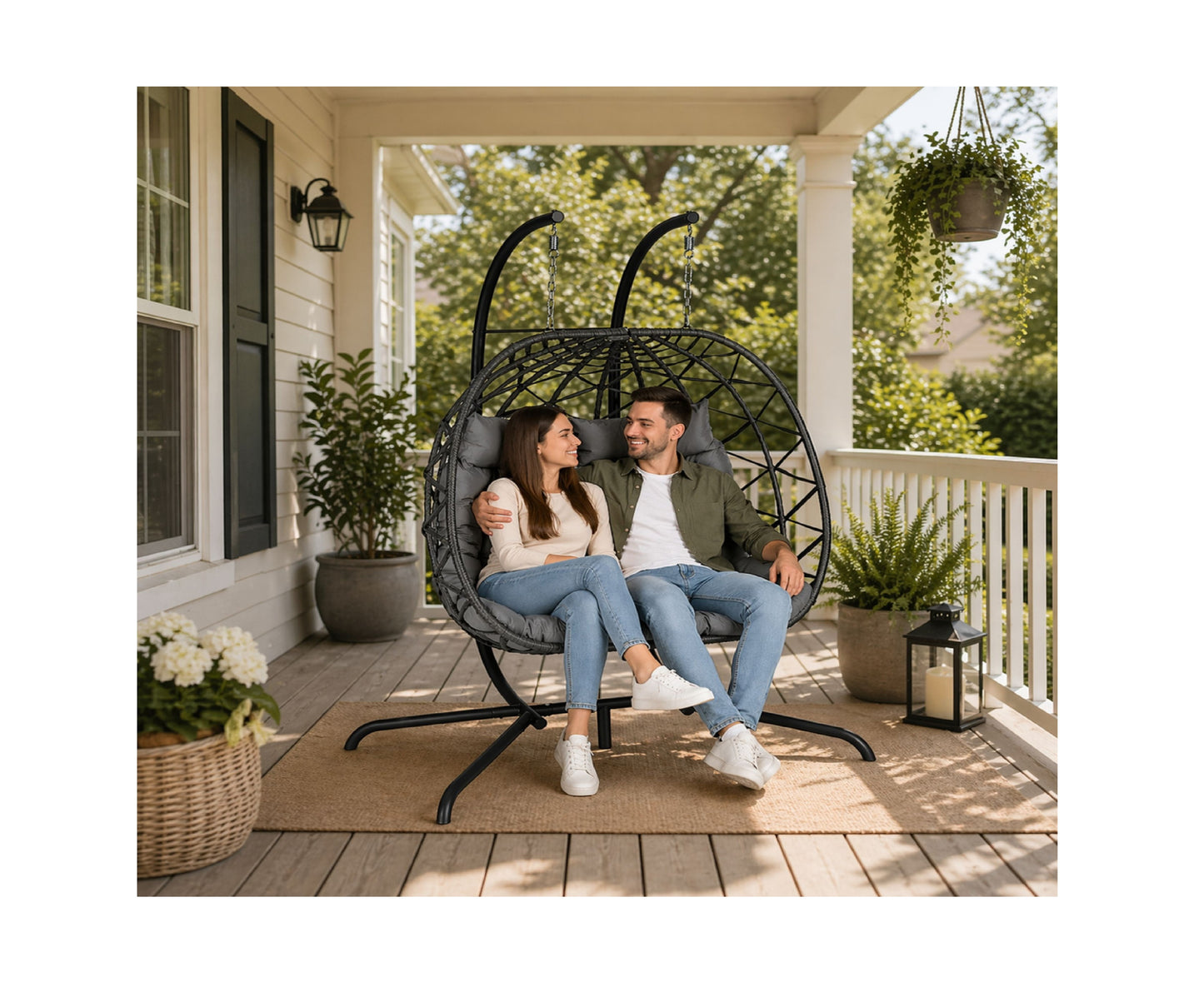 Leagan balansoar suspendat cu 2 locuri Cocoon, negru, Lean 30647