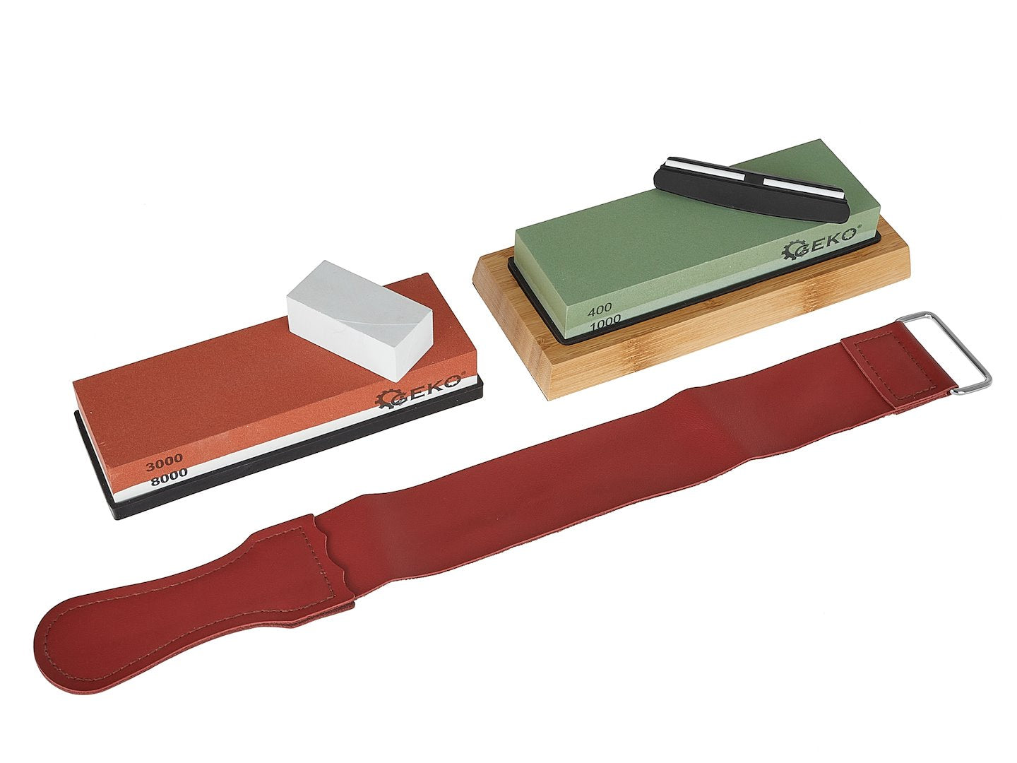 Set pietre pentru ascutit cutite cu suport, 8 bucati, Geko G81198