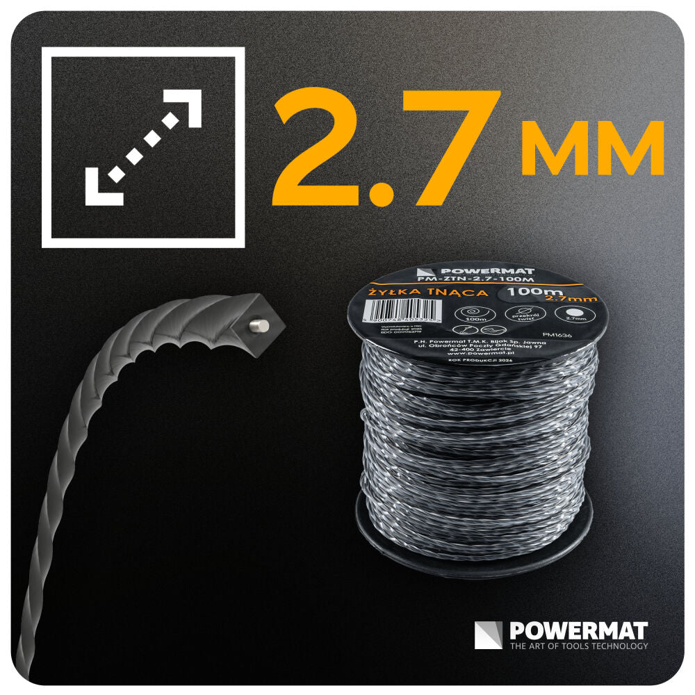Fir patrat pentru motocoasa PM-ZTN-2.7-100M, 100 m, Powermat PM1636