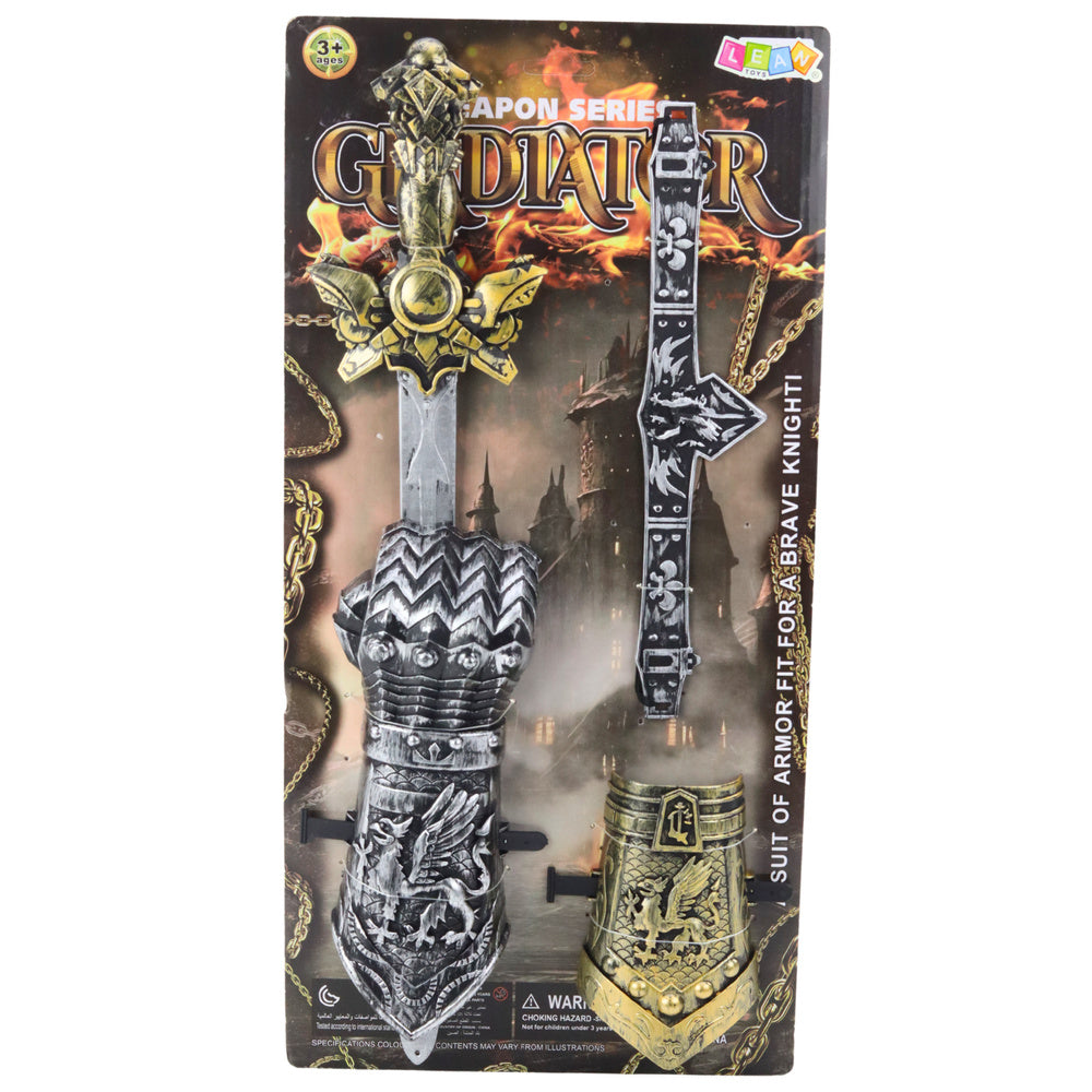Set cavaler pentru copii, sabie 50 cm, centura 29 cm, negru / argintiu, Lean 24294
