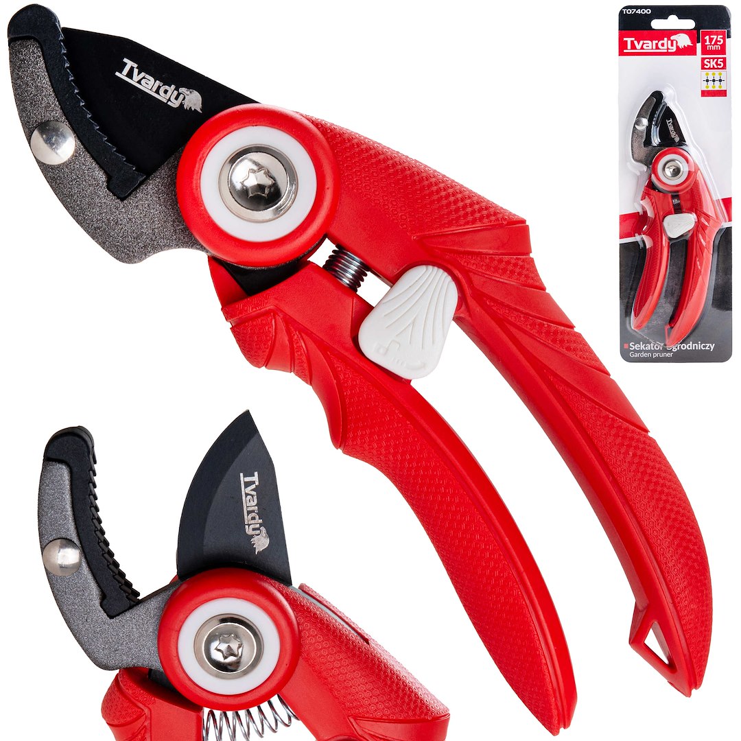 Foarfeca de gradina cu lama tip nicovala SK5 PTFE, 175 mm, Tvardy T07400