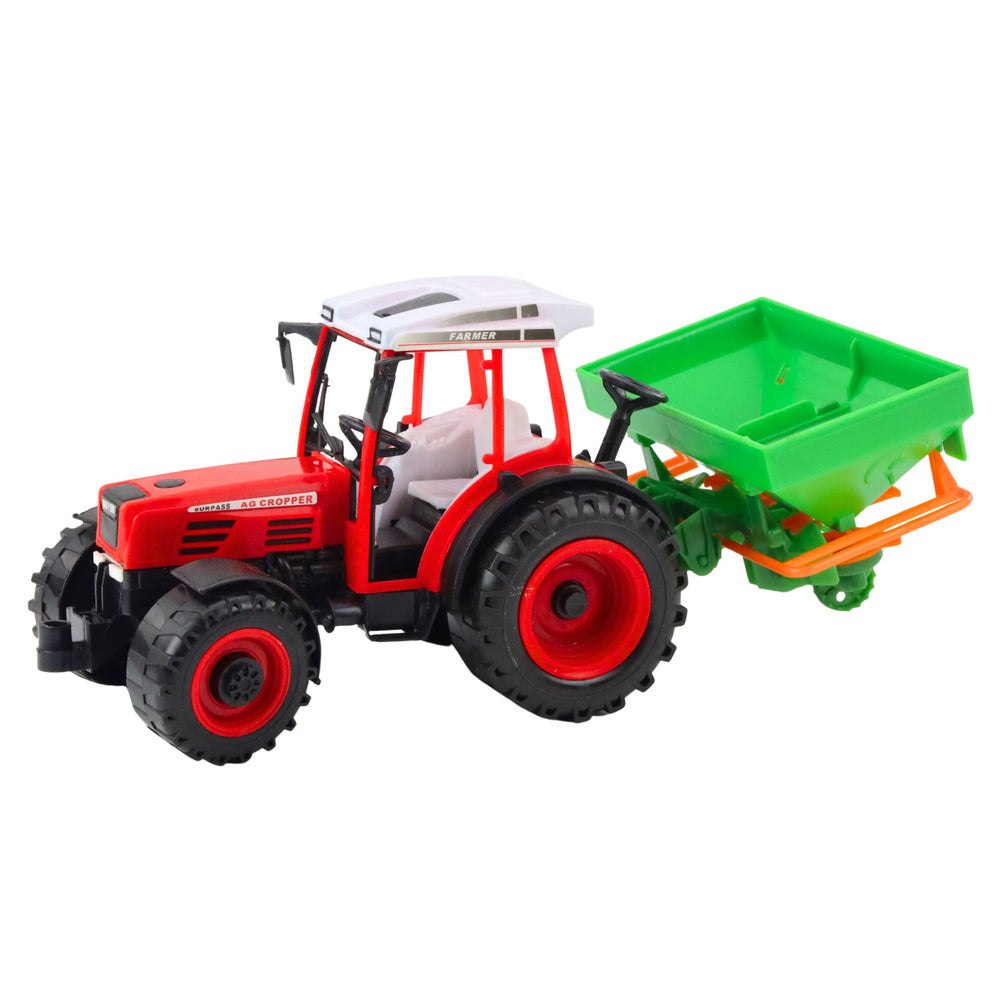 Tractor cu semanator, rosu / verde, 33.5 x 14.5 x 13 cm, Lean 24801
