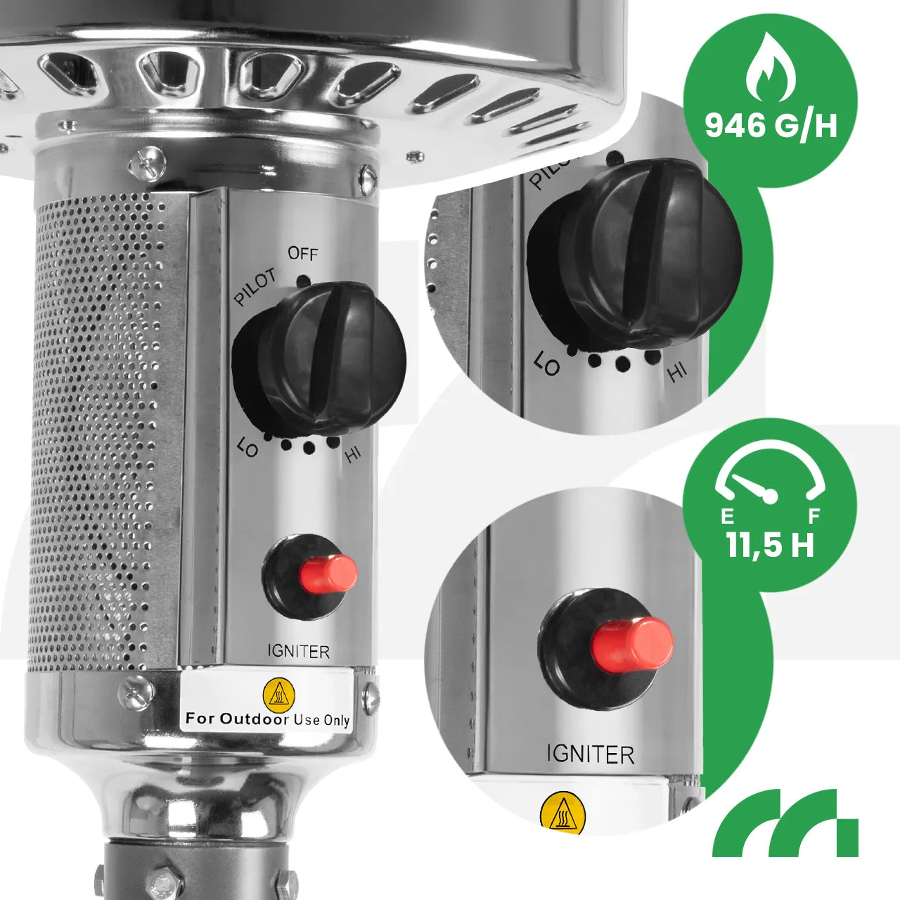 Incalzitor de terasa pe gaz Zone GH155-SS, 13 kW, MalTec 112767