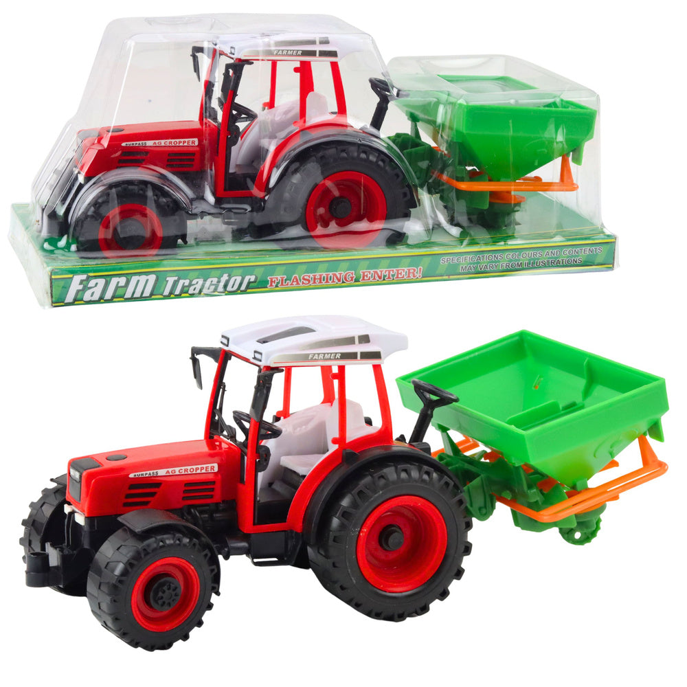 Tractor cu semanator, rosu / verde, 33.5 x 14.5 x 13 cm, Lean 24801