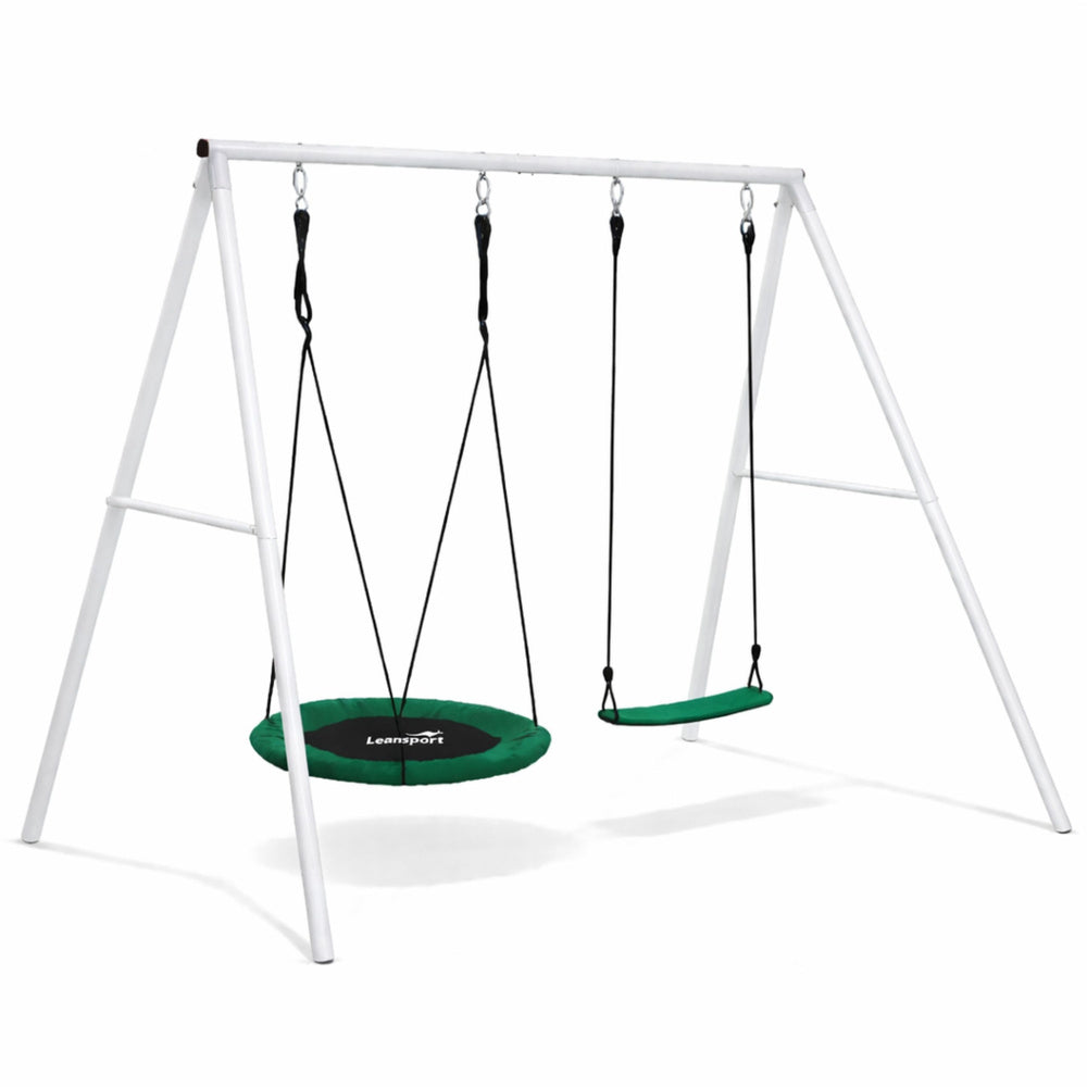 Balansoar de gradina cu leagan 2 in 1, 210 x 170 cm, alb, Lean 29180