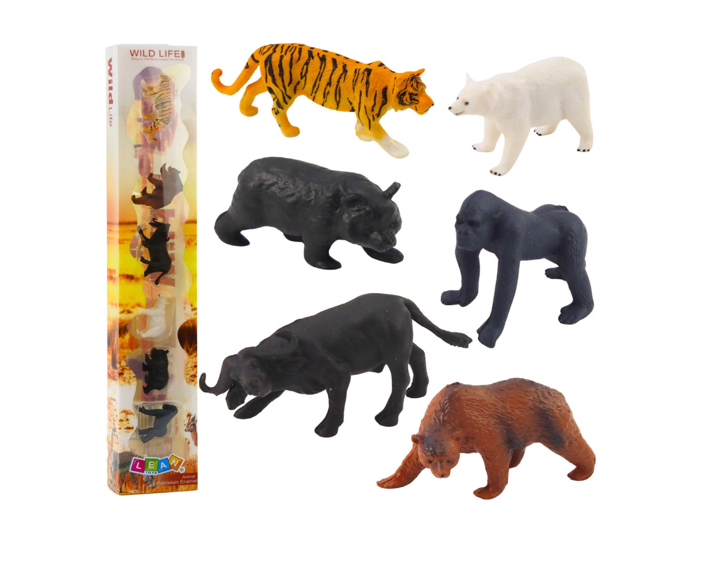 Set mini figurine animale salbatice, 6-8 cm, 6 piese, Lean 23289