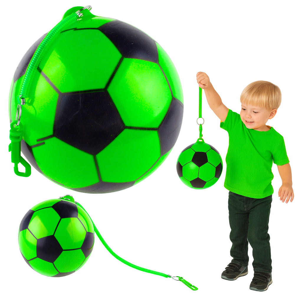 Minge de fotbal din cauciuc cu maner, verde, 22 cm, Lean 27224