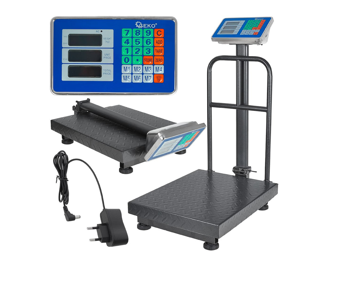 Cantar comercial cu platforma, afisaj LCD, capacitate maxima 300 kg, Geko G71165