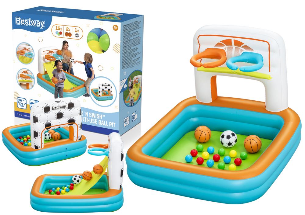 Spatiu de joaca gonflabil Kick n' Swish 3 in 1, 120 x 107 x 84 cm, Bestway 21187