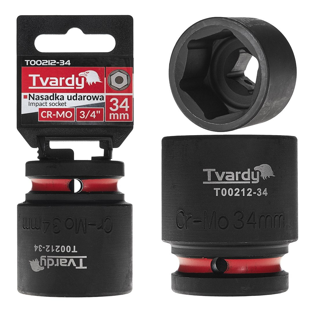 Cheie tubulara de impact in 6 puncte 3 / 4", 34 mm, Cr-Mo, Tvardy T00212-34