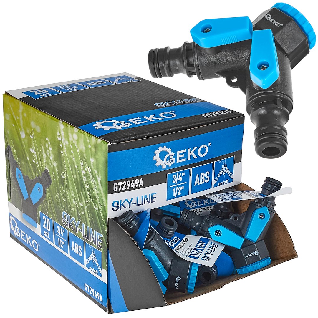 Set conectori cu 2 cai Sky-line cu reducdor de la 3 / 4" la 1 / 2", 20 bucati, Geko G72949A