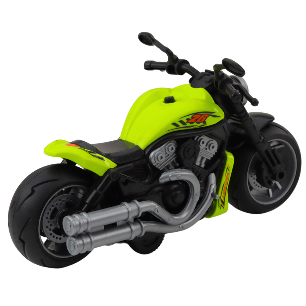 Motocicleta de jucarie cu efecte sonore si luminoase, 22.5 x 12.5 x 11 cm, verde, Lean 24210
