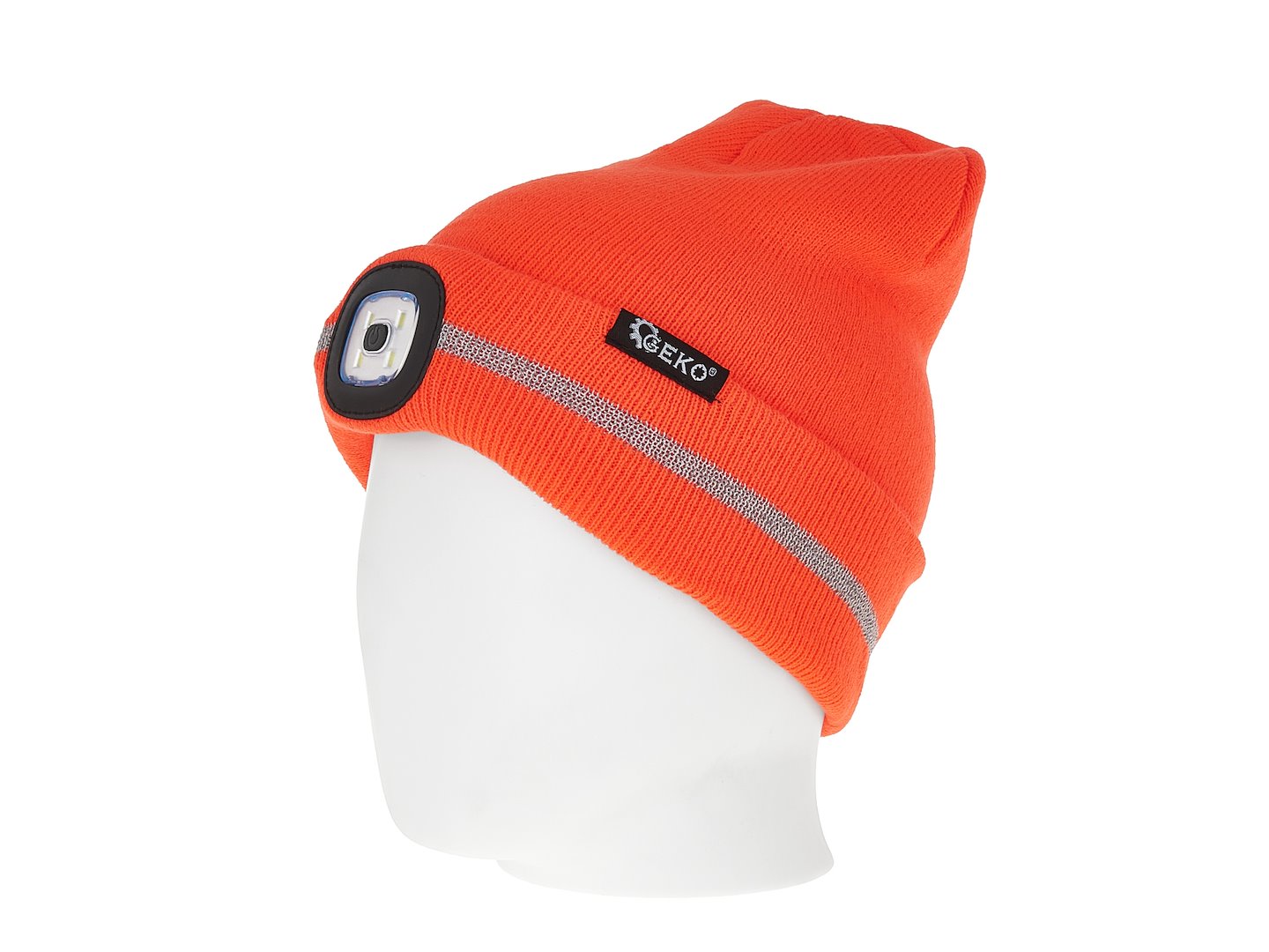 Caciula de iarna cu lumina LED reincarcabila, portocaliu, Geko G90408