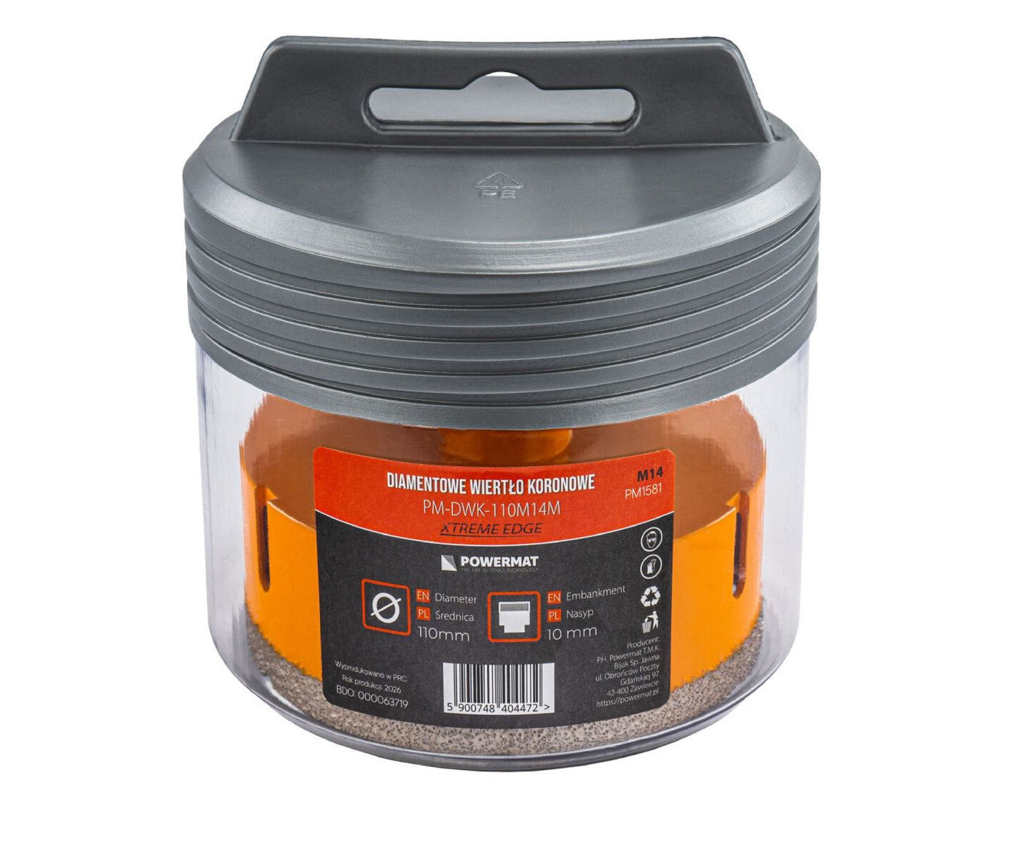 Carota diamantata pentru ceramica PM-DWK-110M14M, 110 mm, Powermat PM1581