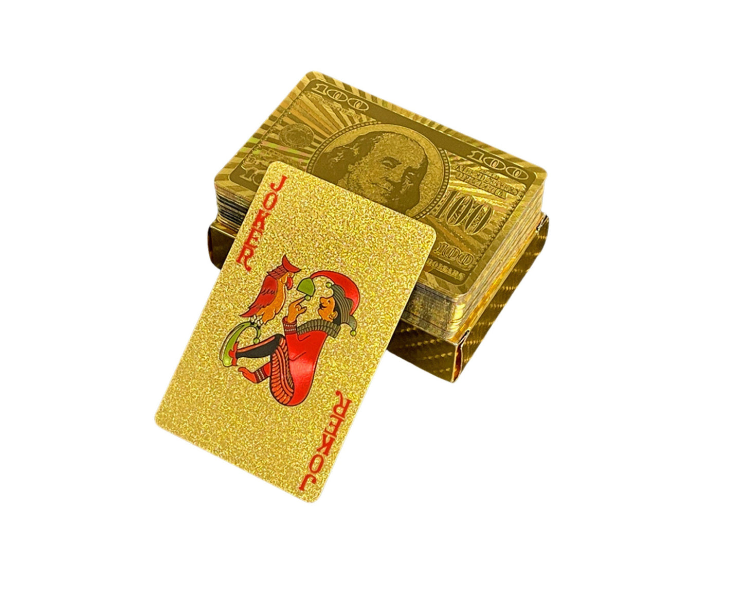Carti de joc din plastic, 54 carti, auriu, Lean 21001