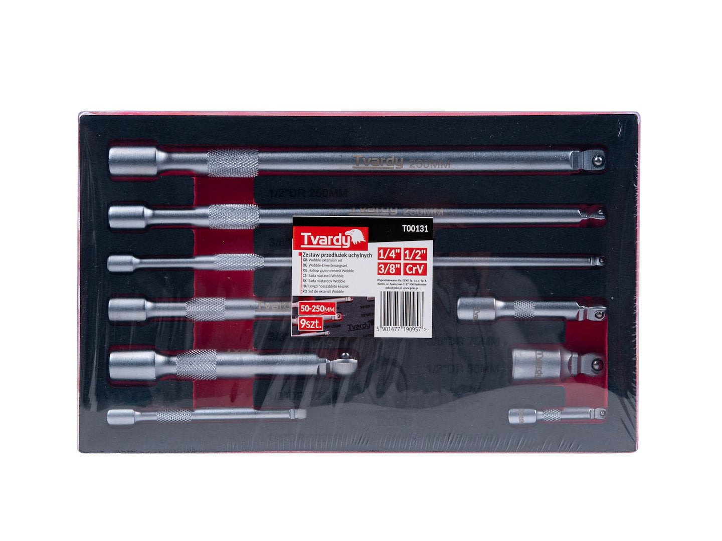 Set adaptoare chei tubulare, 1 / 4", 3 / 8", 1 / 2", Cr-V, 9 elemente, Tvardy T00131