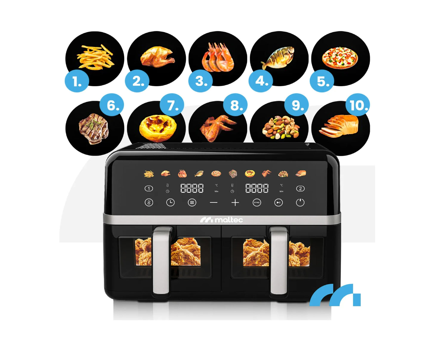 Friteuza dubla cu aer cald, 10 l, 2800 W, MalTec 113675