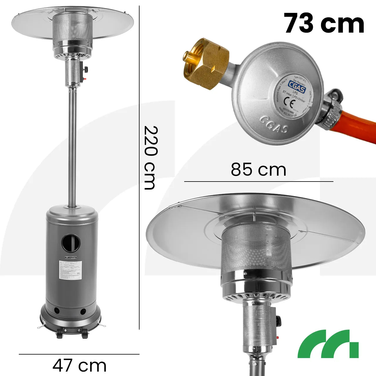Incalzitor de terasa pe gaz Zone GH155, 13 kW, suprafata de incalzire 20m², MalTec 112706