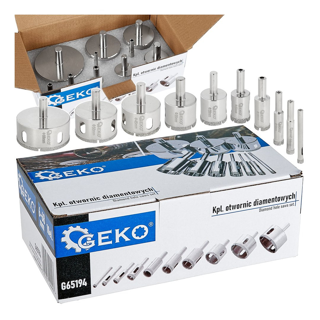 Set carote diamantate pentru gresie, 6-68 mm, 10 bucati, Geko G65194