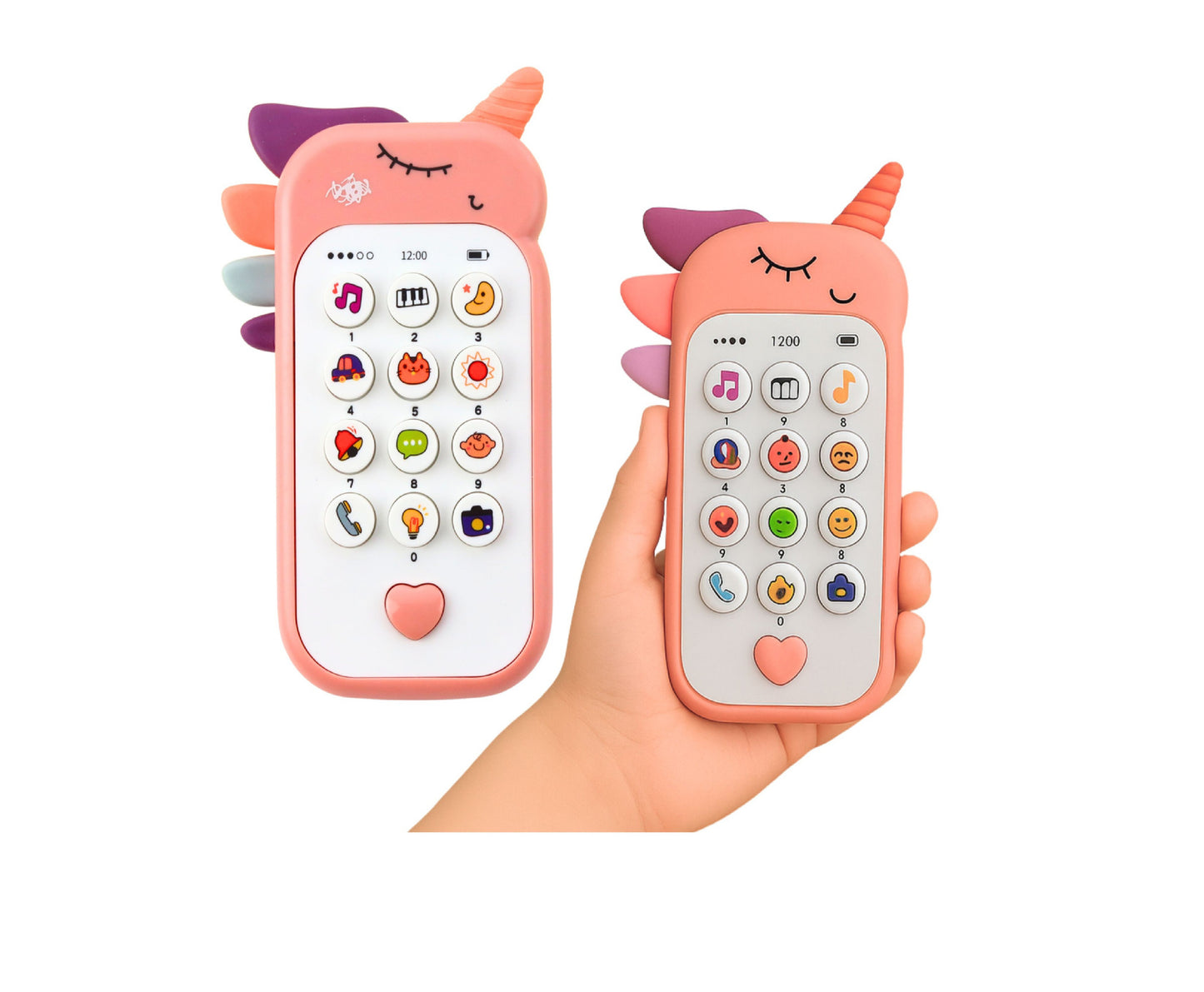 Telefon educational pentru copii cu efecte sonore si luminoase, 14 x 8 cm, roz, Lean 27684