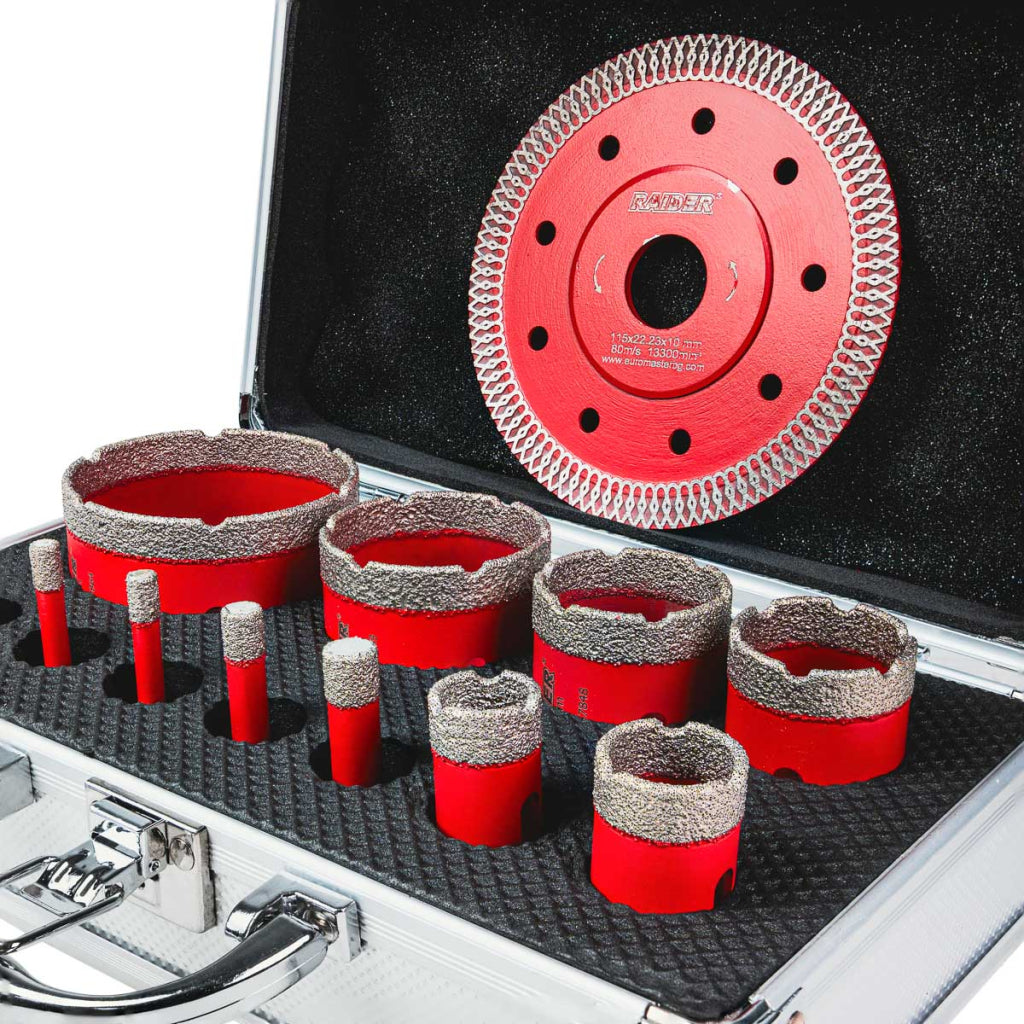 Set carote diamantate pentru, prindere M14, Ø6-68mm, 12 bucati, Raider 157866