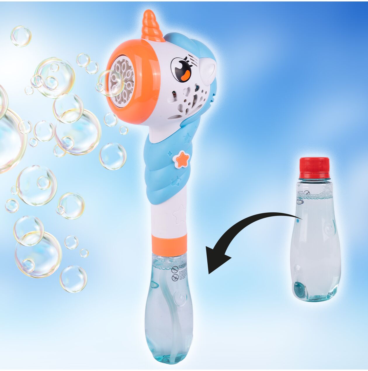 Pistol cu bule de sapun unicorn, 180 ml, MalPlay 111495