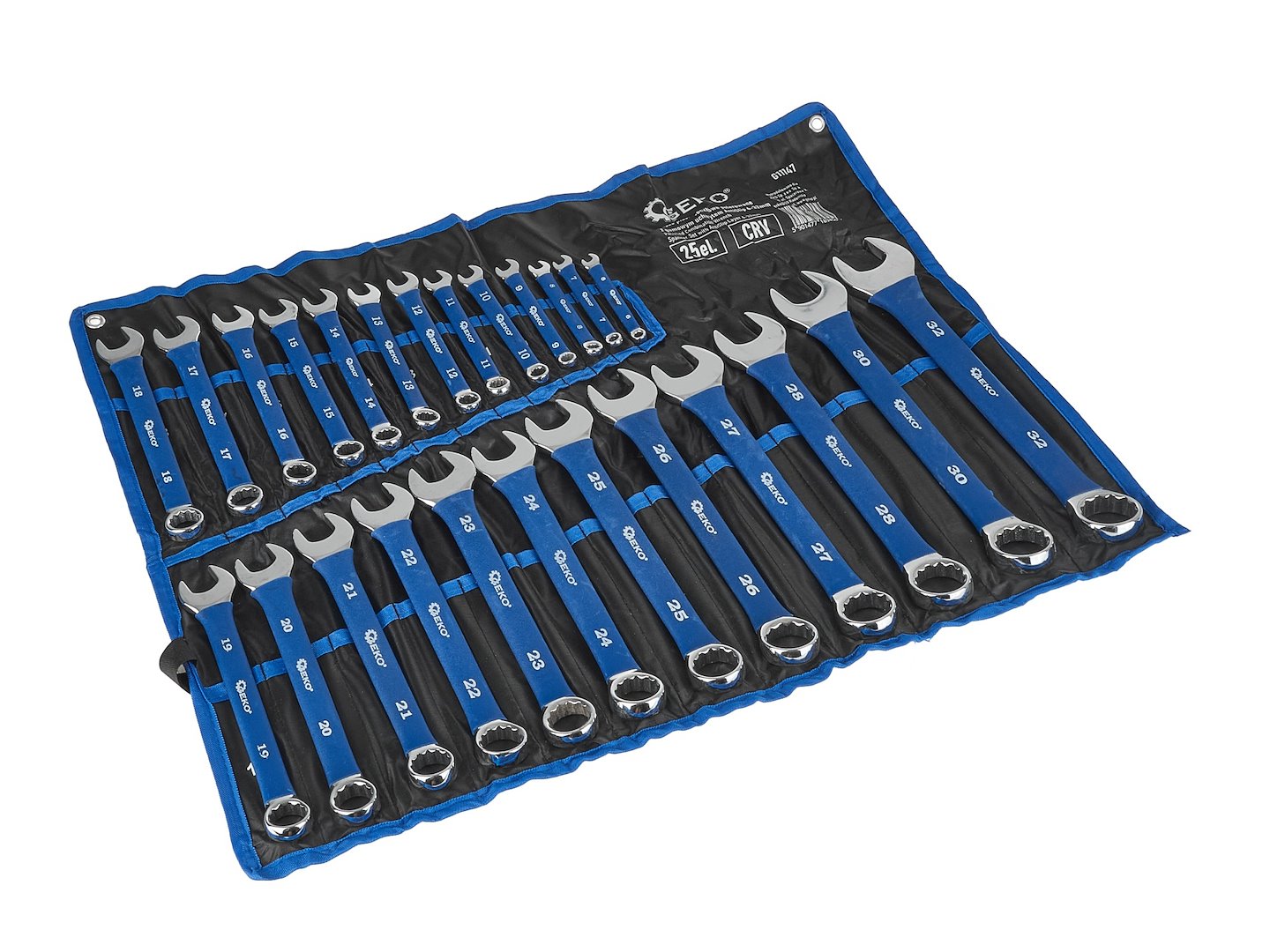 Set chei combinate cu maner de cauciuc, 6-32 mm, 25 bucati, Geko G11147