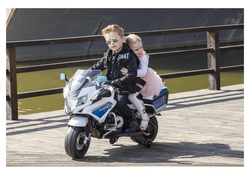 Motocicleta de politie cu bateriiBMW R1200, alb, 119x71x39cm, Lean 2818