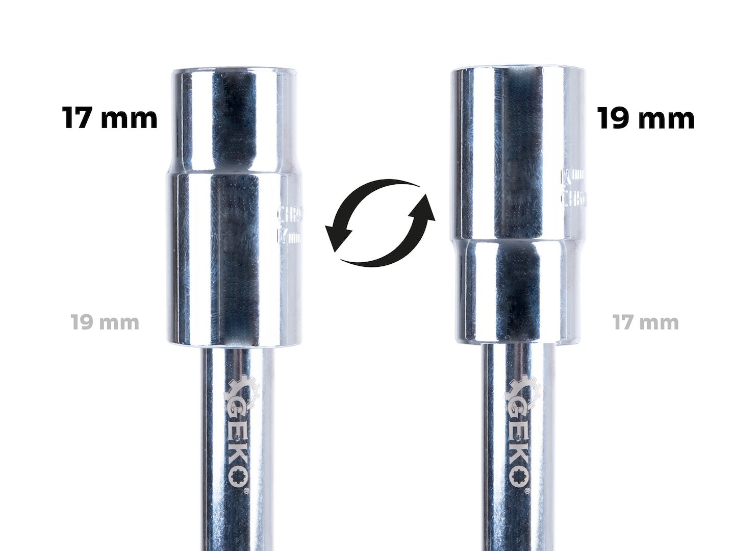 Cheie pliabila pentru roti, 17x19mm + 21x23mm, CrV, Geko G10045