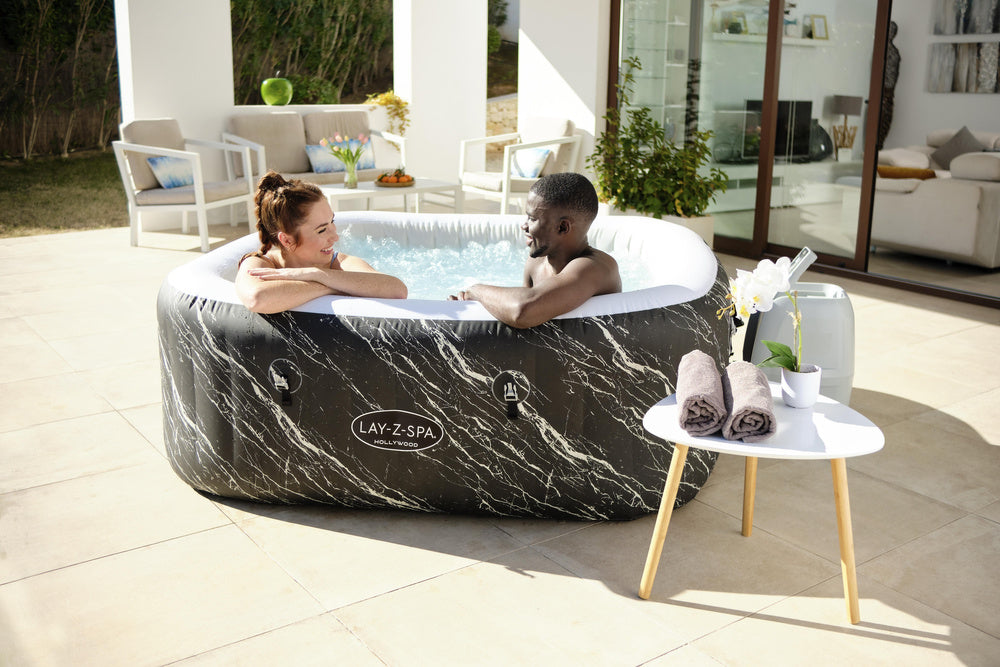 Jacuzzi gonflabil cu hidromasaj LAY-Z-SPA pentru 6 persoane, aspect de marmura Marquinia, 180 x 180 x 66 cm, Bestway 21178