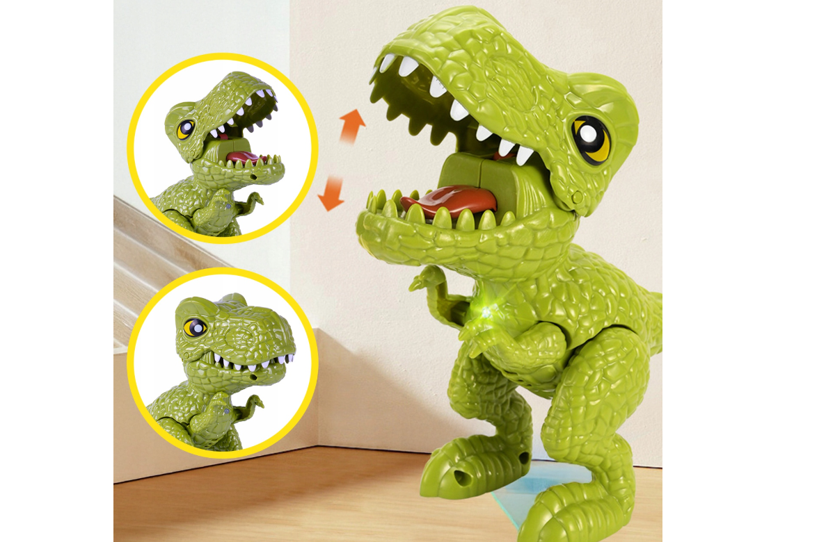 Jucarie interactiva dinozaur tip lansator cu pista 2 in 1, MalPlay 112433