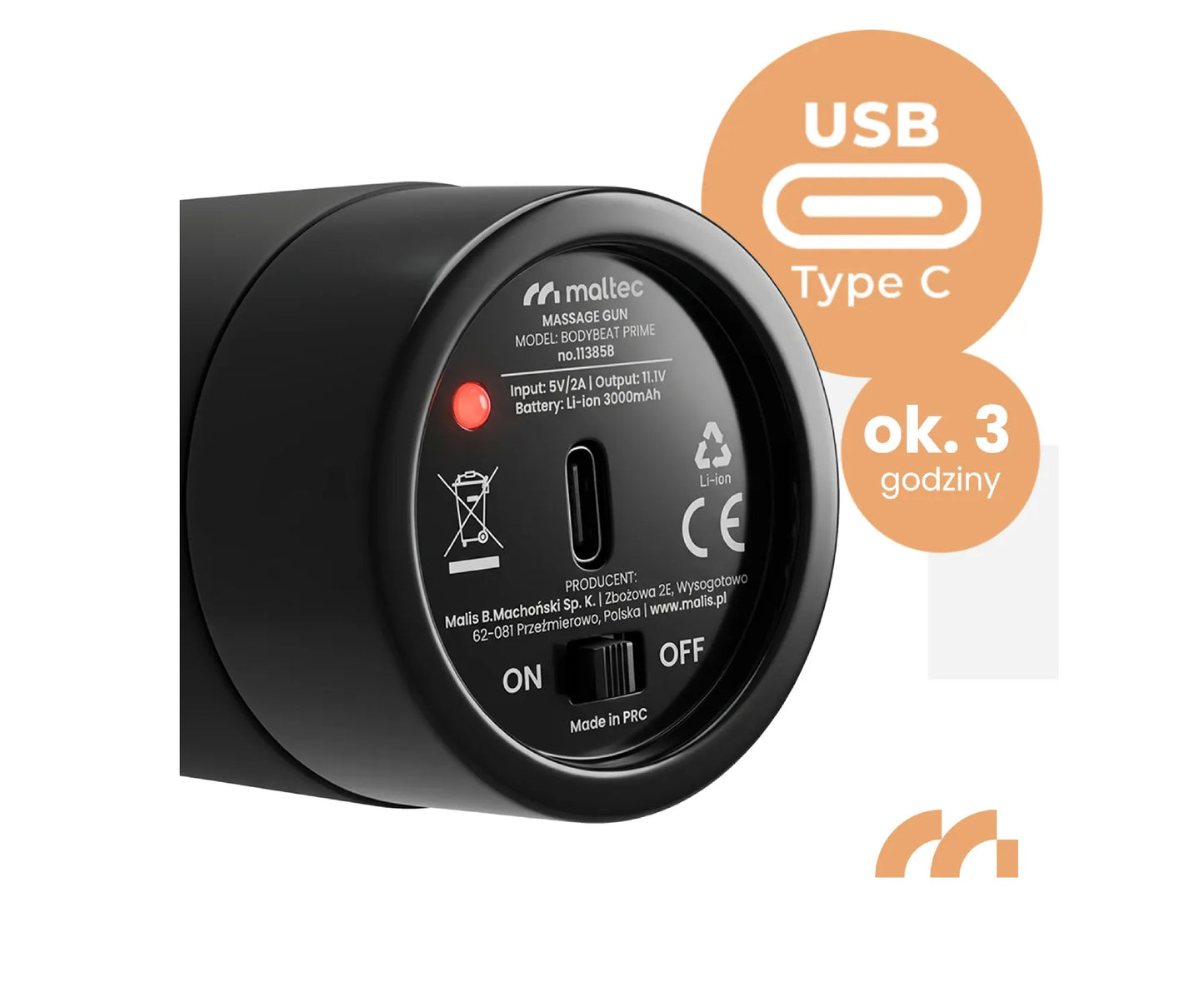 Pistol de masaj cu 10 capete interschimbabile, afisaj LCD, 20 viteze, MalTec 113858