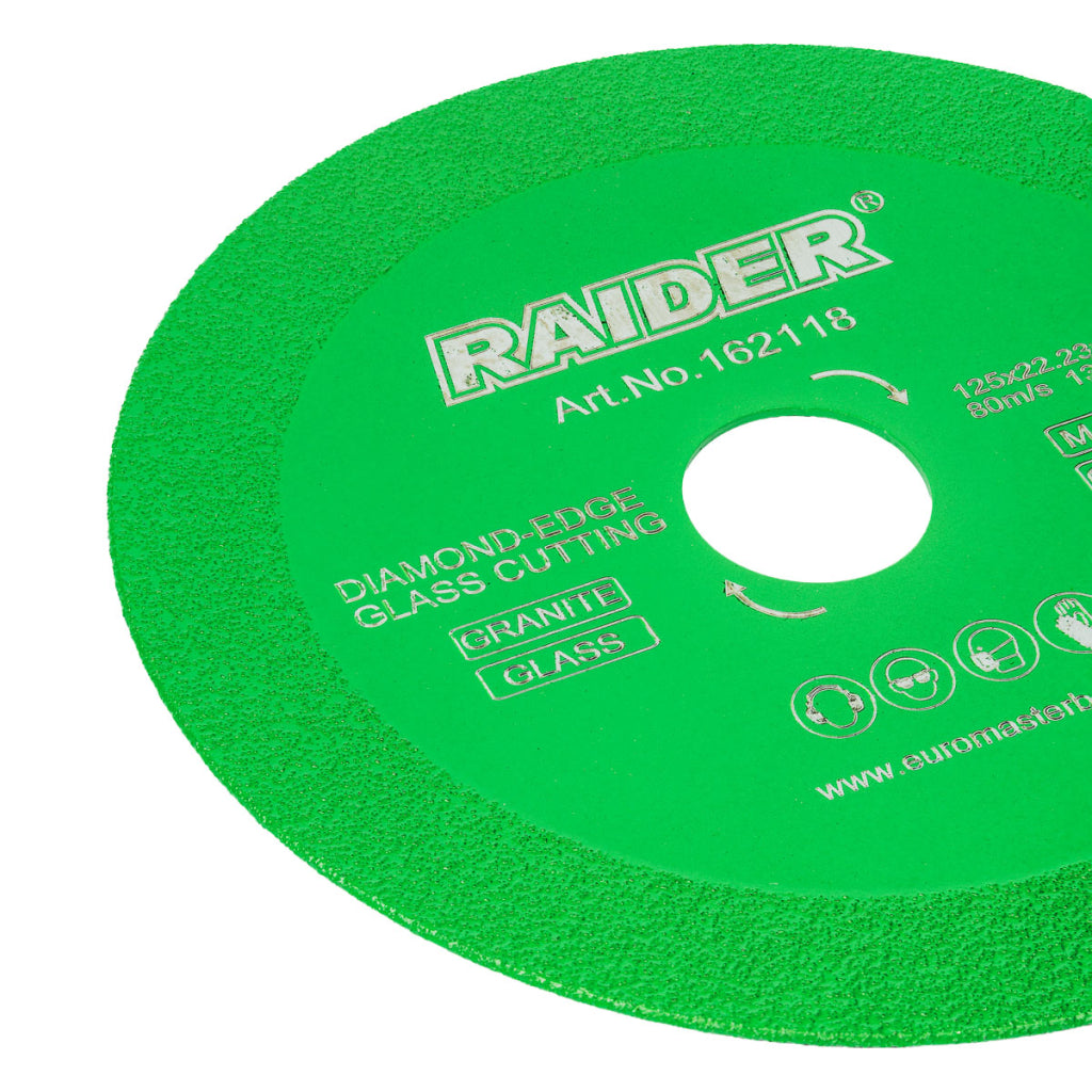 Disc diamantat pentru sticla, 125 x 22,23 x 15mm, Raider 162118