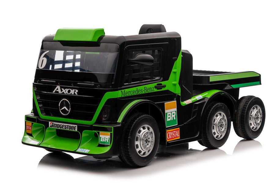 Masinuta electrica Mercedes XMX622B, 2 x 45 W, LED/LCD/MP4/MP3/USB, Plastic/Piele, 109x72x67 cm, Negru/Verde, Lean 4246